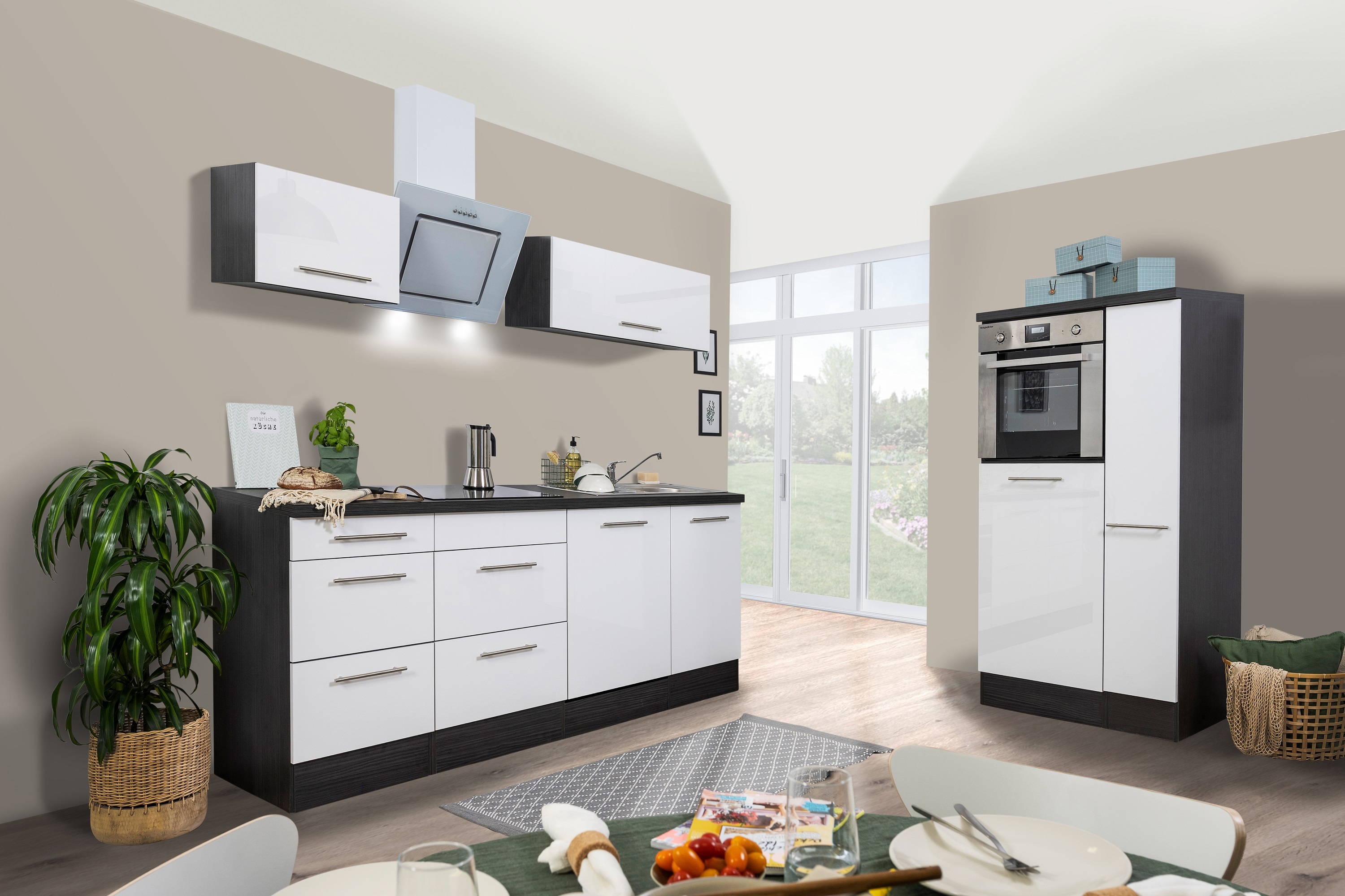 Küche Küchenzeile Küchenblock Eiche Weiß Amanda 310 cm Respekta Premium RP310HEW