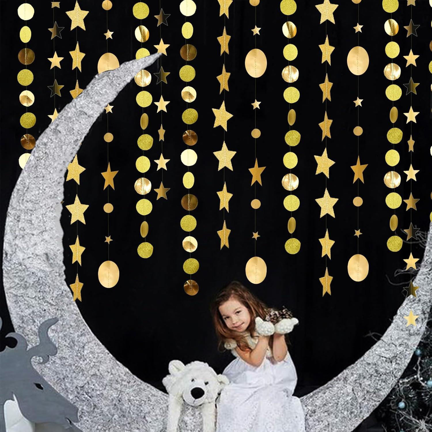 Markenlos Glänzende Sterne Dekoration aus Papier - Girlanden für Geburtstage, Partys und Hochzeiten