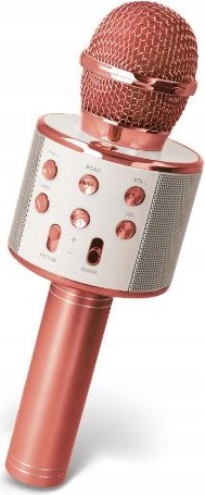 Mikrofón Forever s reproduktorom Bluetooth BMS-300 ružovo-zlatý karaoke mikrofón pre deti a dospelých Modulácia hlasu