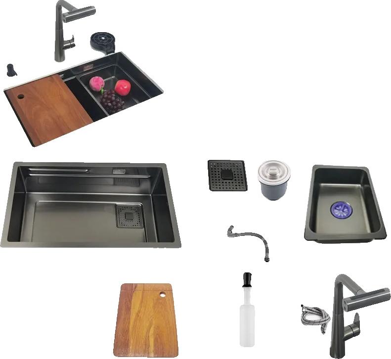 Küchenspüle, Unterbau-Design, langlebiger Edelstahl, 68x40cm B