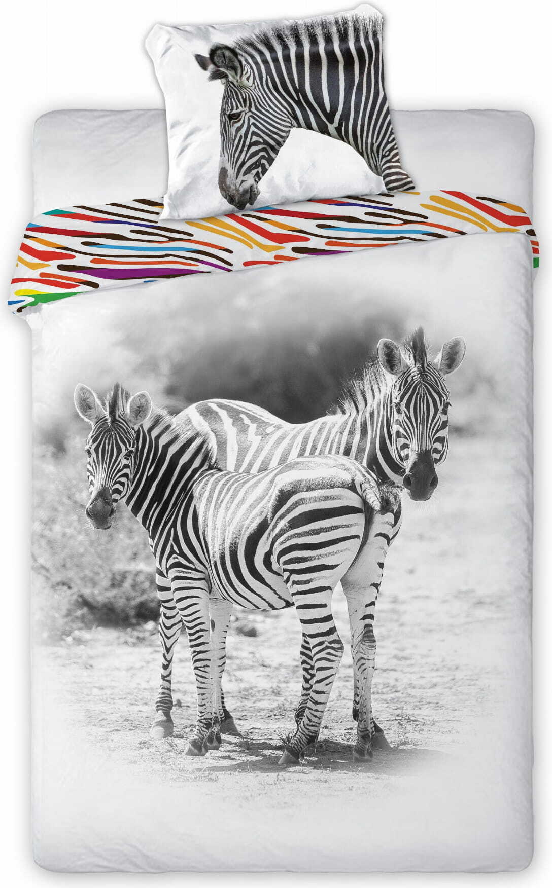 FARO Baumwollbettwäsche 160x200+1p70x80 Tiere Zabra KR1520483