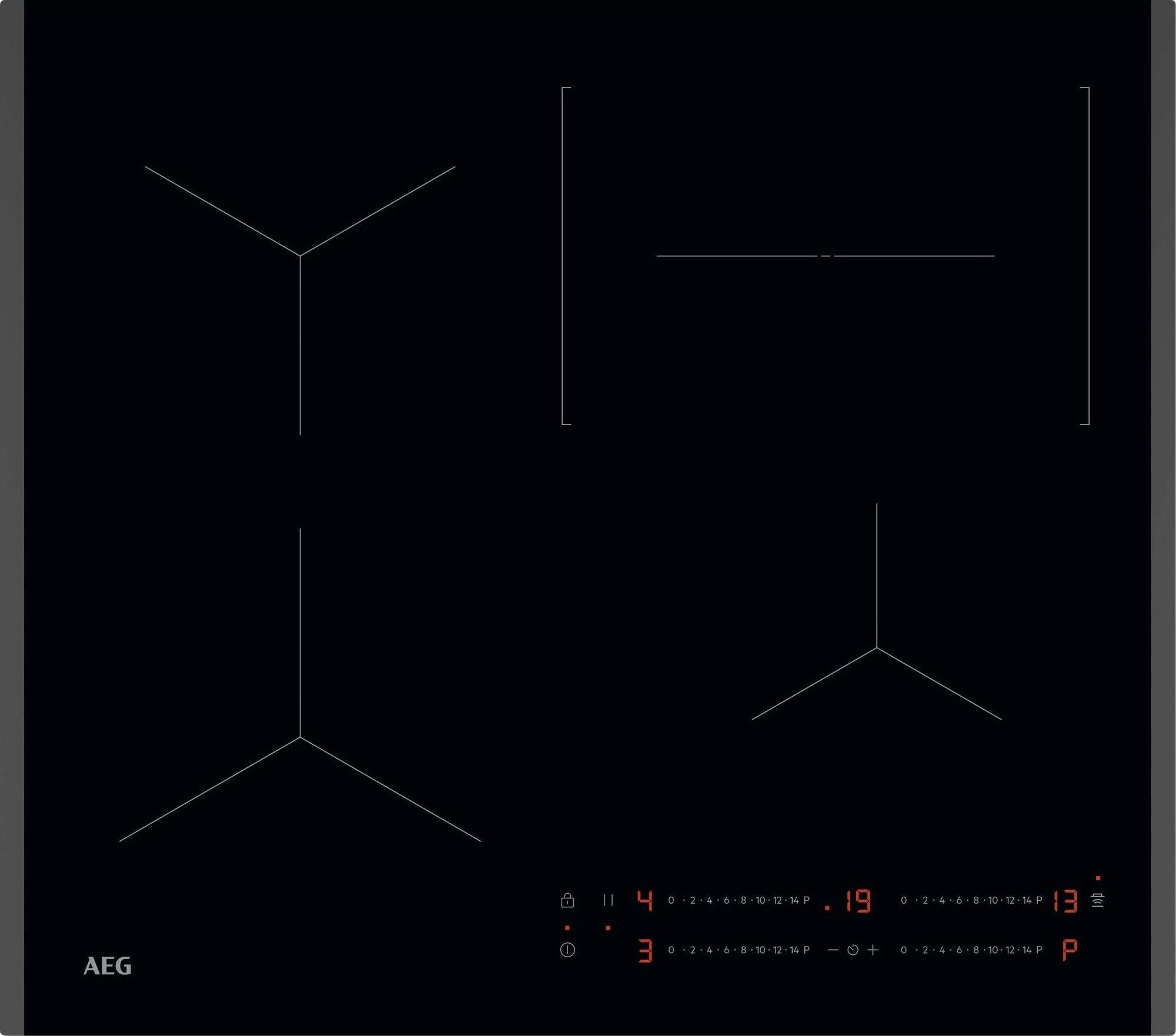 AEG TO64IC00FB, Čierna, Nerezová oceľ, Vstavaný, 57.6 cm, Indukčná varná doska so zónami, 4 zone(s), 4 zone(s)