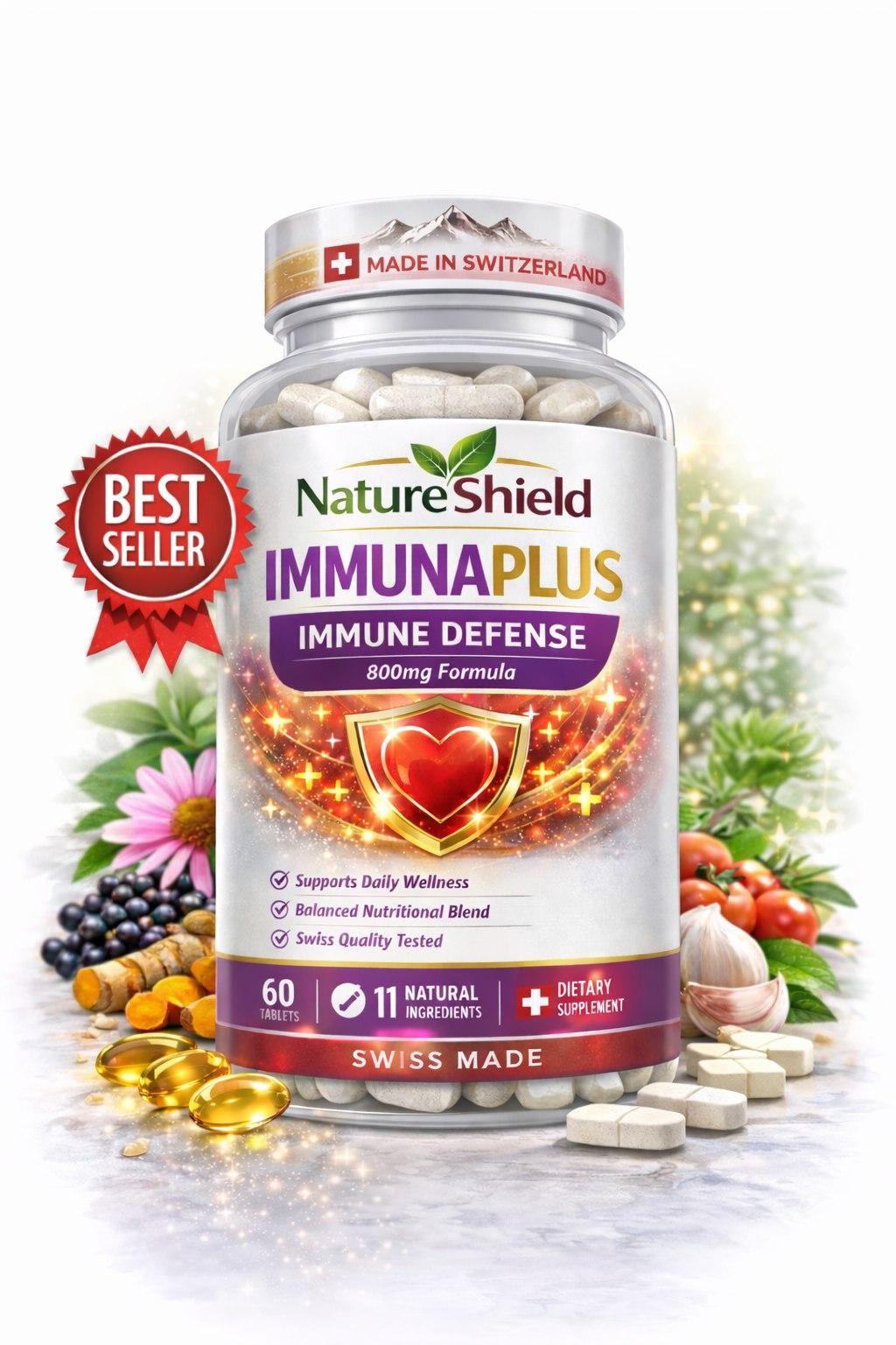 GLOBAL D LTD Nature Shield – ImmunaPlus – Immunabwehr – 60 Tabletten