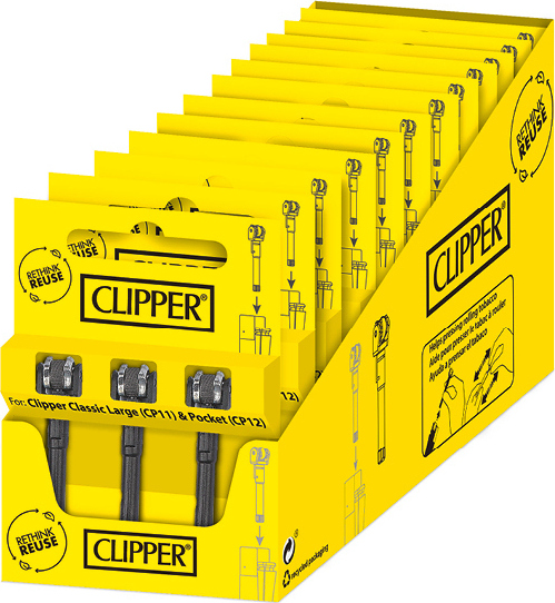 CLIPPER Flintsystem 12er Display mit 3er Packs, für Large Feuerzeuge