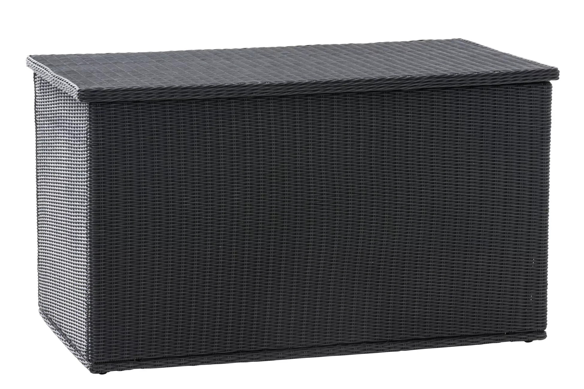In And OutdoorMatch Rattan Aufbewahrungsbox Raymundo - 129 x 57 x 59 cm Schwarz - Gartenkissenbox - Wasserdicht - Mit Deckel - Für drinnen & draußen - Gartenbox 60982-0
