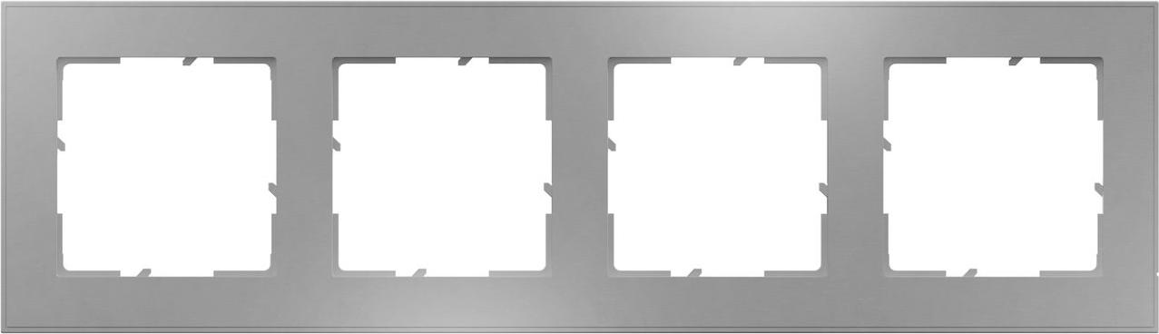 Legrand Seano+ 4-fach Rahmen mit Echtmaterialoberfläche, nachhaltige Produktion und Verpackung, Brushed Steel, 765394