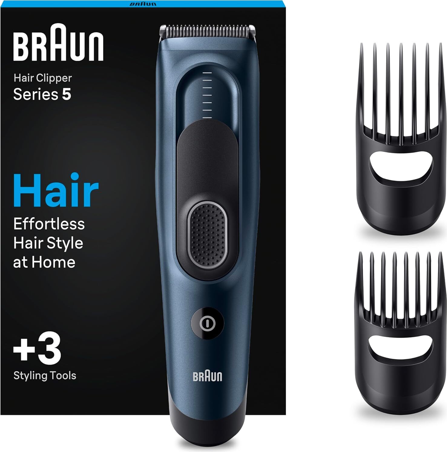Braun Haarschneidemaschine, Haare schneiden zu Hause, 17 Längeneinstellungen, 2 Kammaufsätze, 50 Min. NiMH-Akku Laufzeit Haarschneider