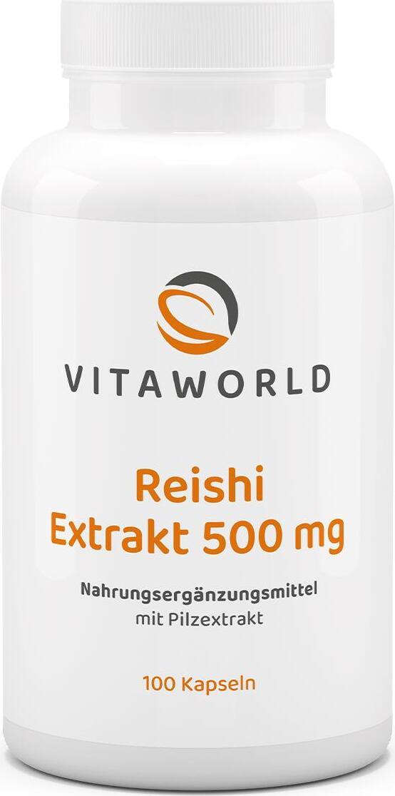 Vitaworld Reishi Extrakt 500 mg | 100 Kapseln | 500 mg Reishi-Extrakt und 50 mg Polysaccharide pro Kapsel | vegan 07518119
