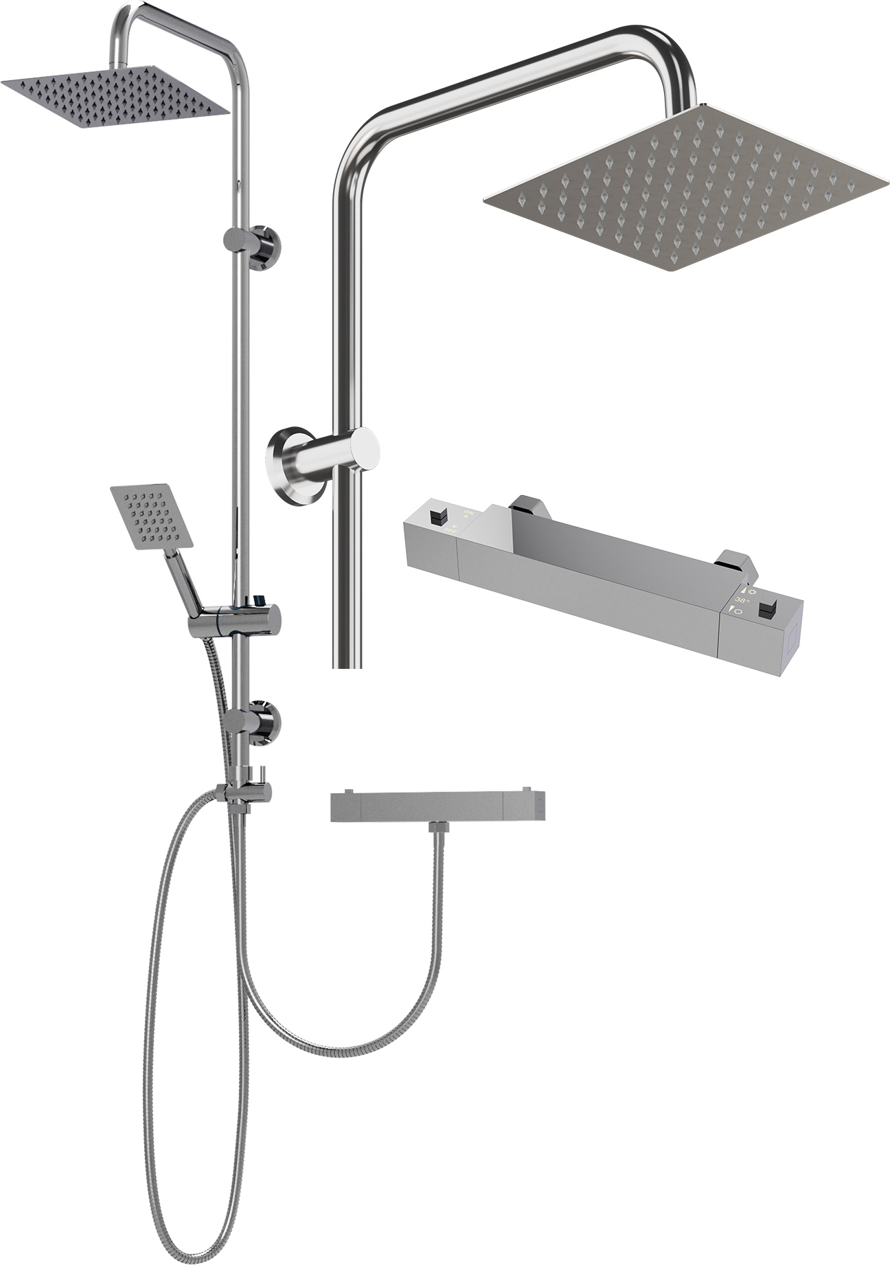 Granitan | Duschset TUGELA - Chrom - Thermostatbatterie - Präzise Temperaturkontrolle - Hochwertige Materialien TUGELA-Satz