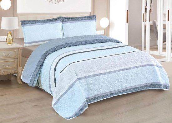 Famanu Bettüberwurf umkehrbar + 2 Kissenbezüge 50 x 70 cm – gewatteeter leichter Bettüberwurf (220 x 260 cm) SHSHOP