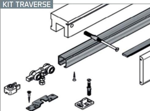 FIBROTUBI SRL Applisystem FIBROTUBI Aufputz-Schiebetürsystem - Traverse 600-900 - 92030002