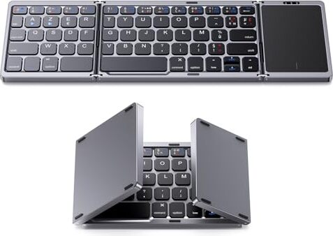 Omoton Wireless Tastatur Touchpad, faltbare mini tragbare wiederaufladbare Bluetooth iPad/Laptop/Windows/Android/Tablet (schwarz) KB568