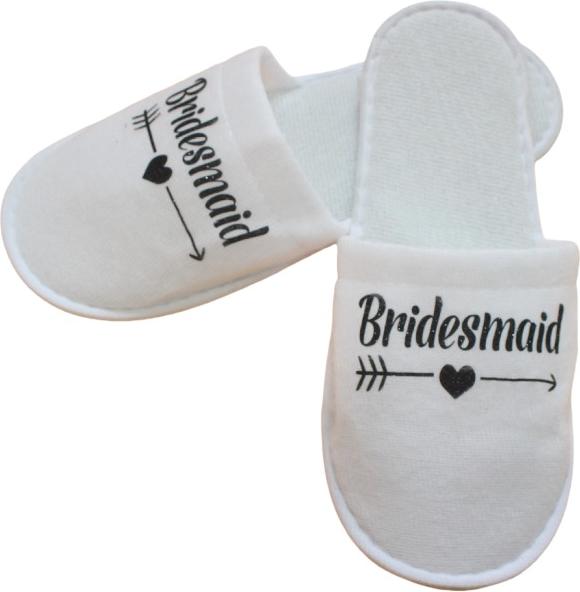 INF Brautjungfern Hausschuhe für Hochzeit, Spa, Party - 1 Paar Schwarz 388094