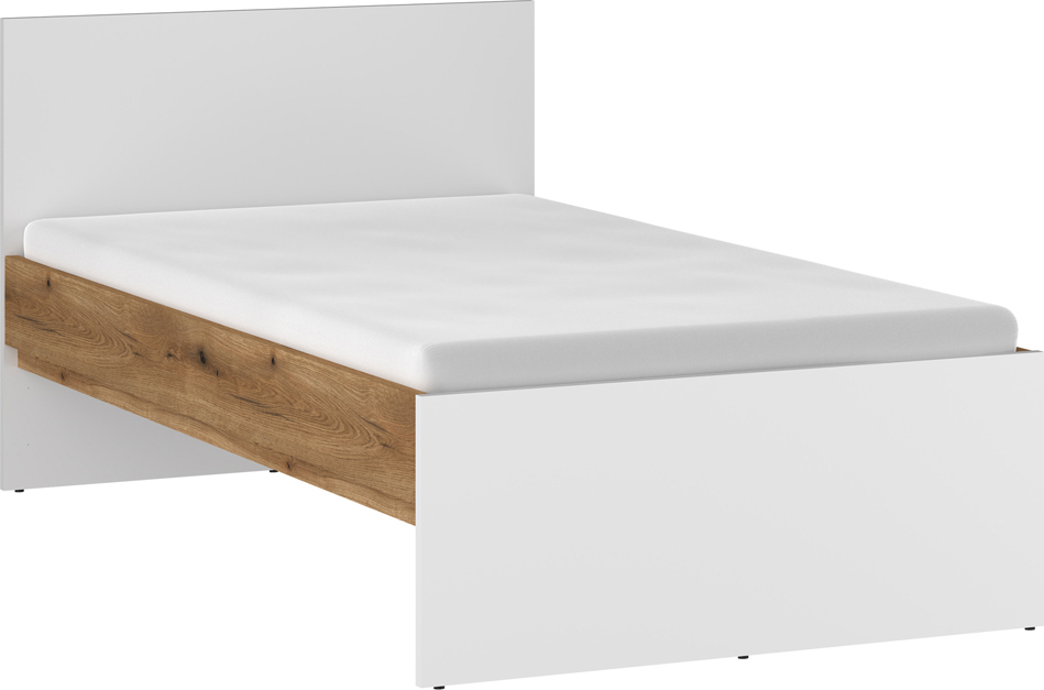 Bett 90x200 cm weiß mit Eiche RISBY-129