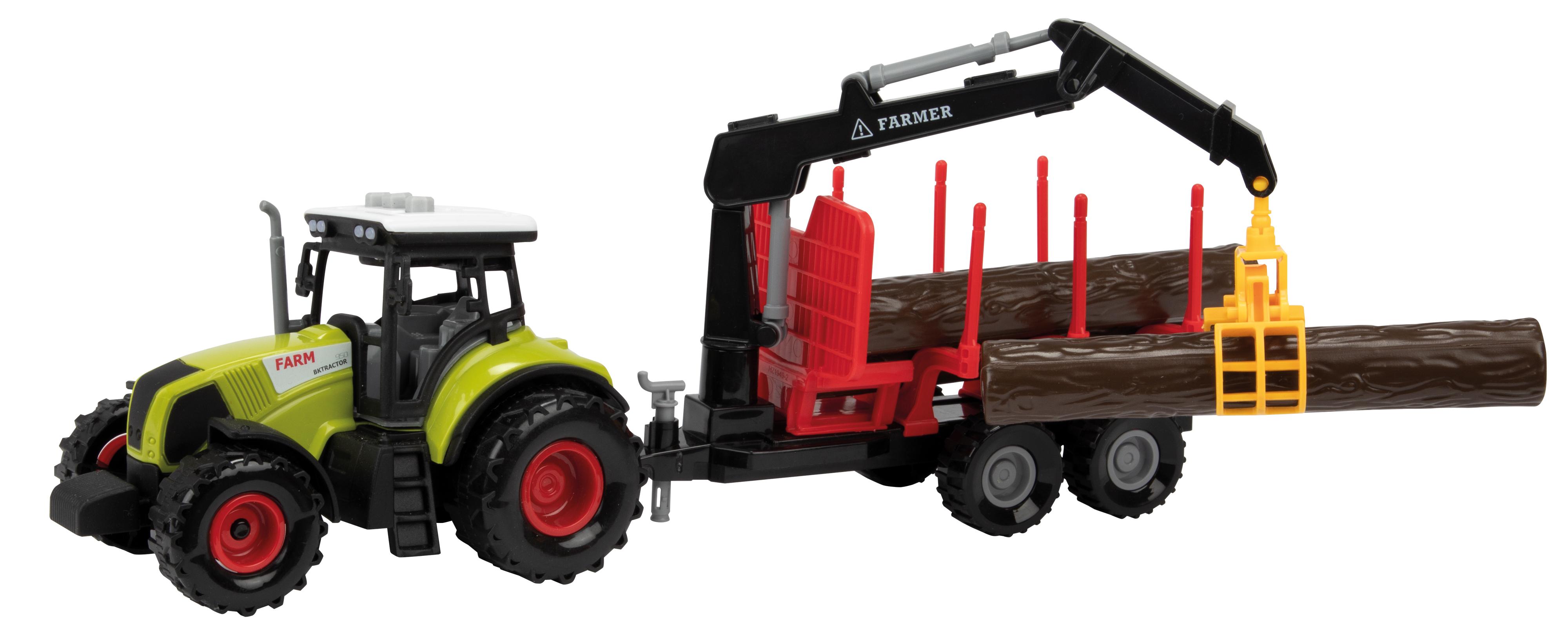 Toi-Toys - Traktor mit Anhänger mit Holztransporter 28654Z