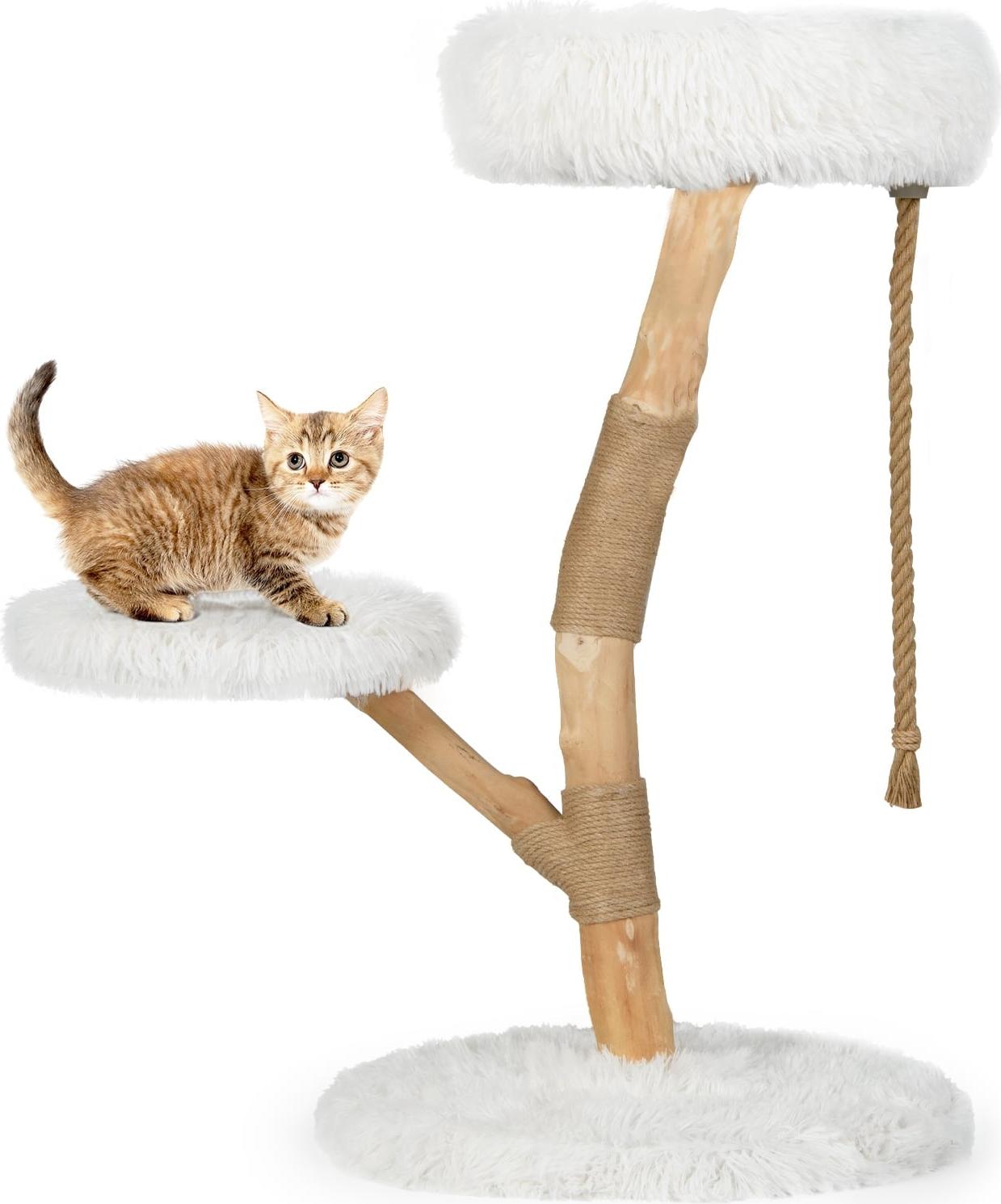 Northix Katzenbaum mit 3 Plüschplattformen, Jute-Stämmen, 90 cm
