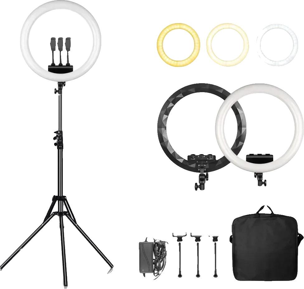 Prstencové svetlo LED, nastaviteľný jas, teplota dvoch farieb, 184 cm statív C
