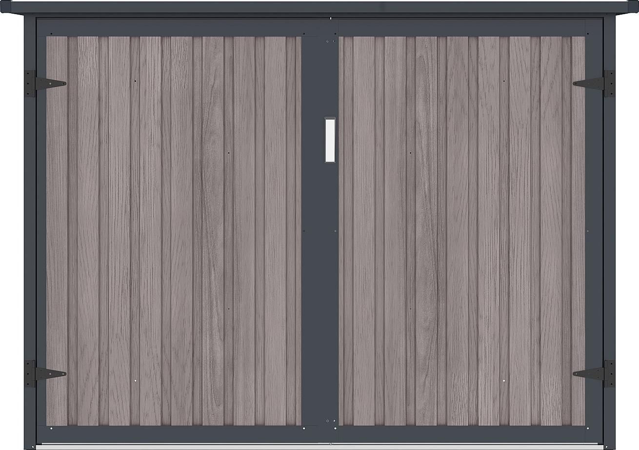 Vente-unique Metall-Fahrradunterstand aus verzinktem Stahl - Holz-Optik - 4 m² für 4 Fahrräder - NIKI
