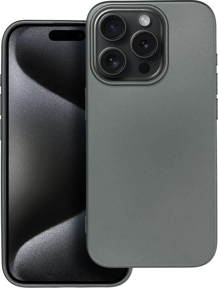 Puzdro na mobilný telefón METALLIC vhodné pre IPHONE 15 Pro sivé