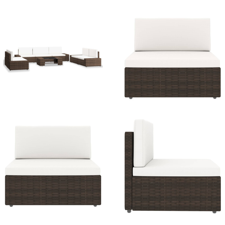 vidaXL 8 ks záhradná sedacia súprava Poly Rattan Brown - Záhradná sedacia súprava - Záhradné sedacie súpravy - Modulárna sedacia súprava - Modulárne sedacie súpravy