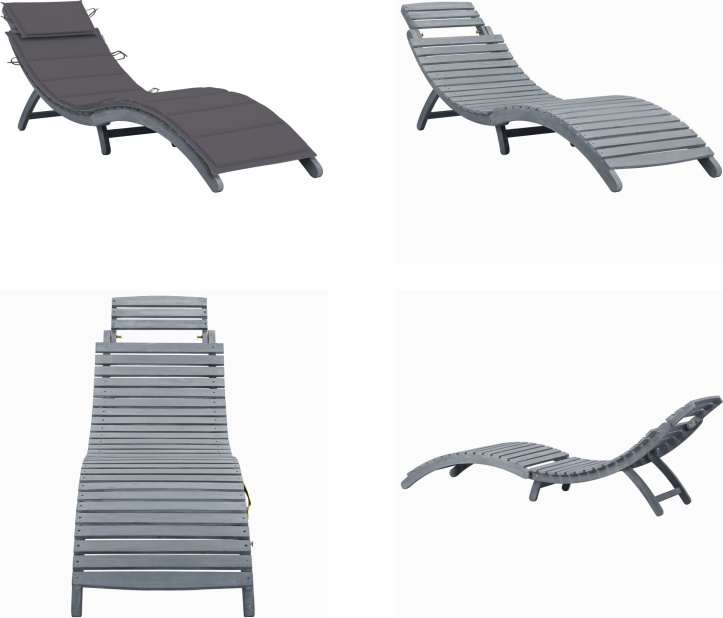 vidaXL Lehátko s vankúšom sivé z masívneho dreva akácie - Lehátko - Lehátko - Ležadlo - Ležadlá