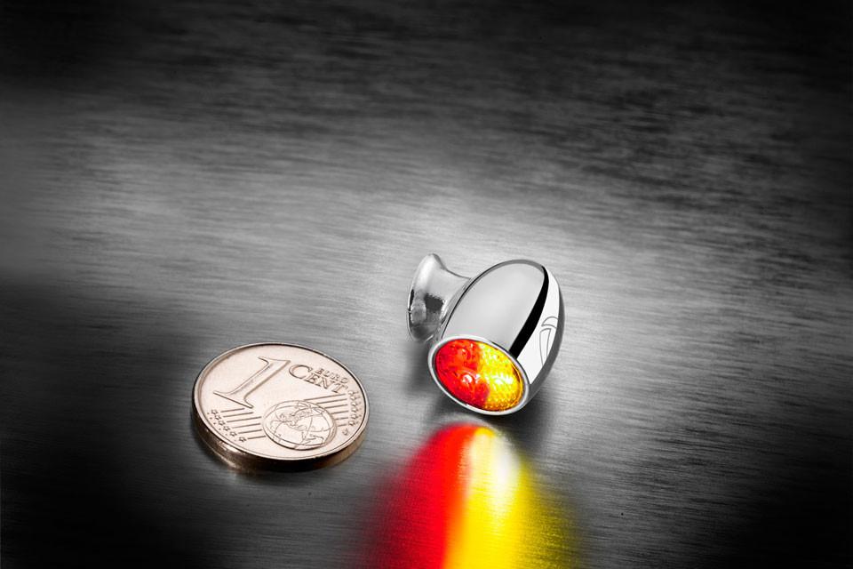Kellermann Bullet Atto DF, Rück-/Bremslicht Blinker, chrom, klares Glas, Stück 200-294