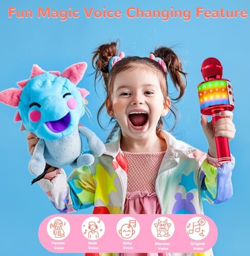 Ankuka Bluetooth karaoke mikrofón, bezdrôtový mikrofón s integrovaným reproduktorom, ručný mikrofón na vokály, domáce párty, kompatibilný s Android / iOS PC