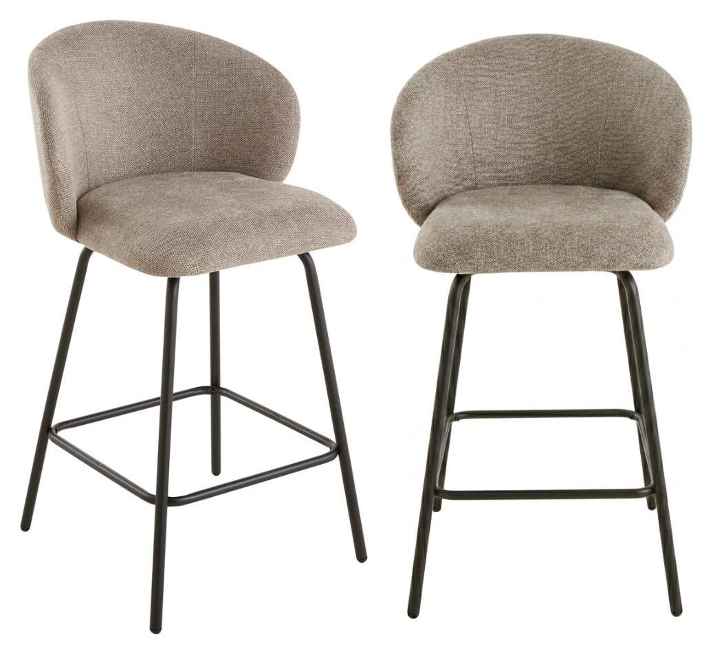 CALICOSY - 2er-Set Hocker aus meliertem Stoff mit Metallbeinen - SORREL 15329 / 133