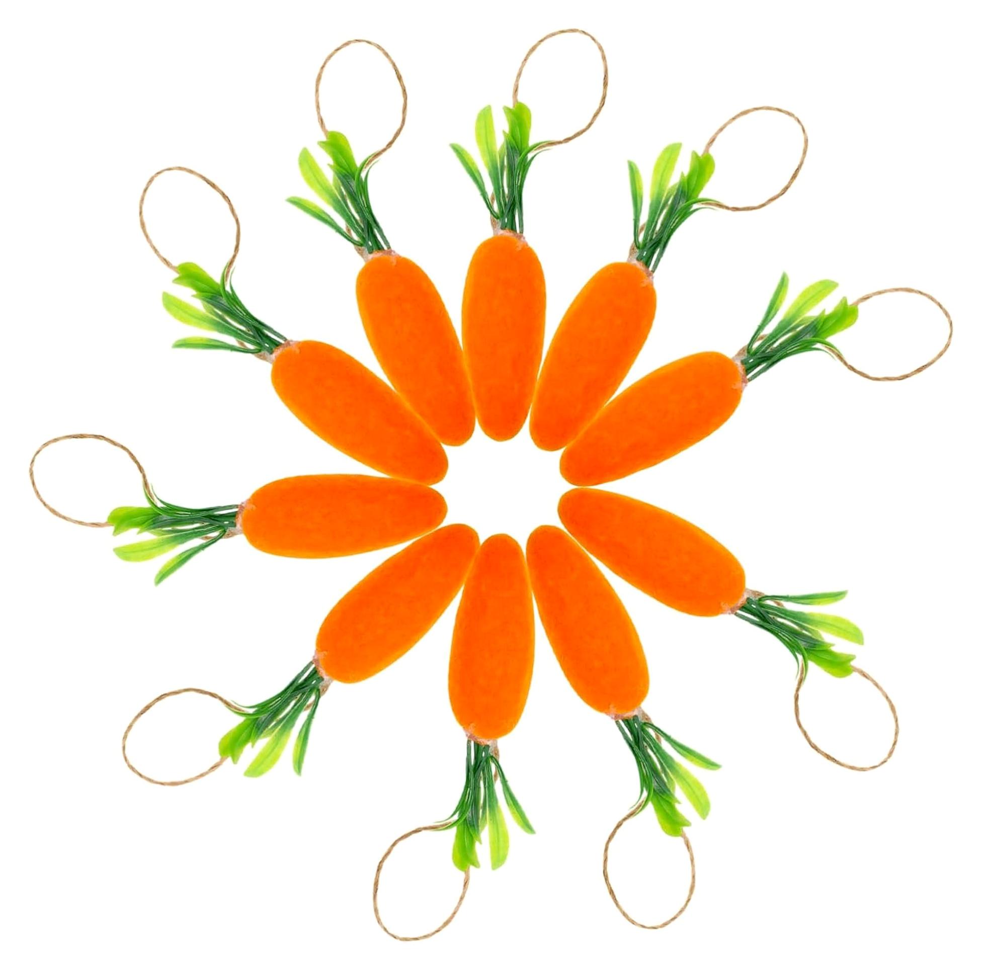 Markenlos Pflanzendekor 10 Stück Karotten zu Ostern Hängende Karotte Filz Karotten Schaumkarotten Karotten-Ornamente Ostern Karottenbaumschmuck Küchenparty-Dekoration Mini Pflanze