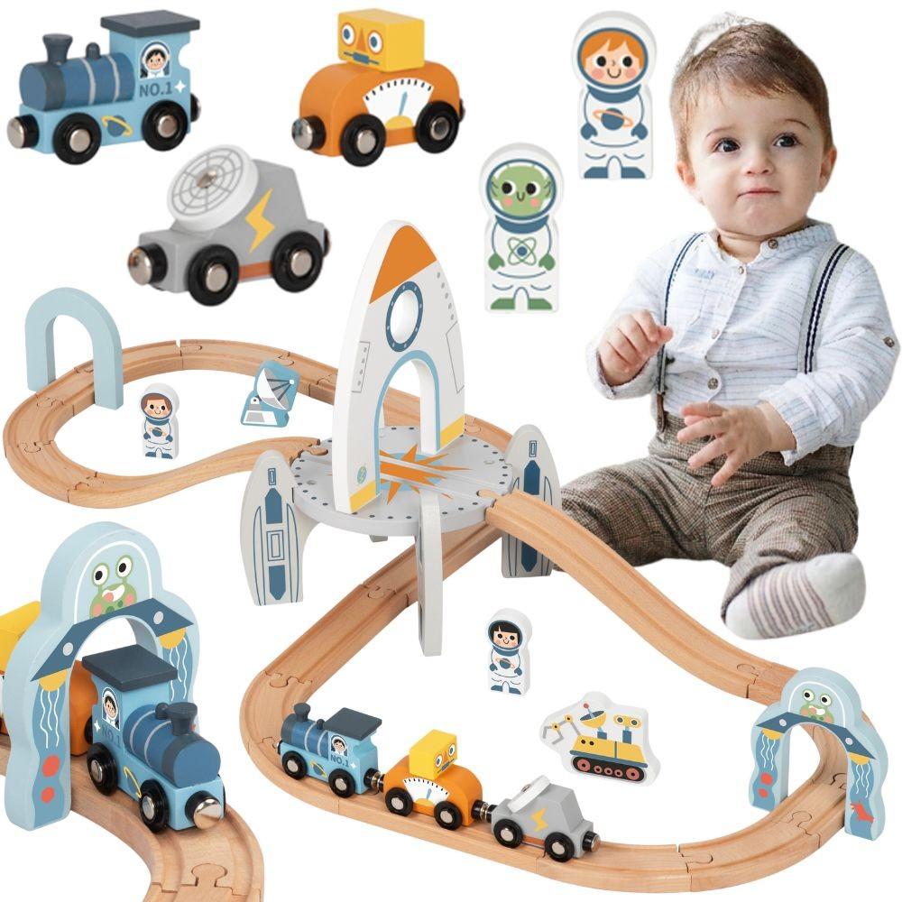 Tooky Toy Weltraumbahn-Gleisset aus Holz