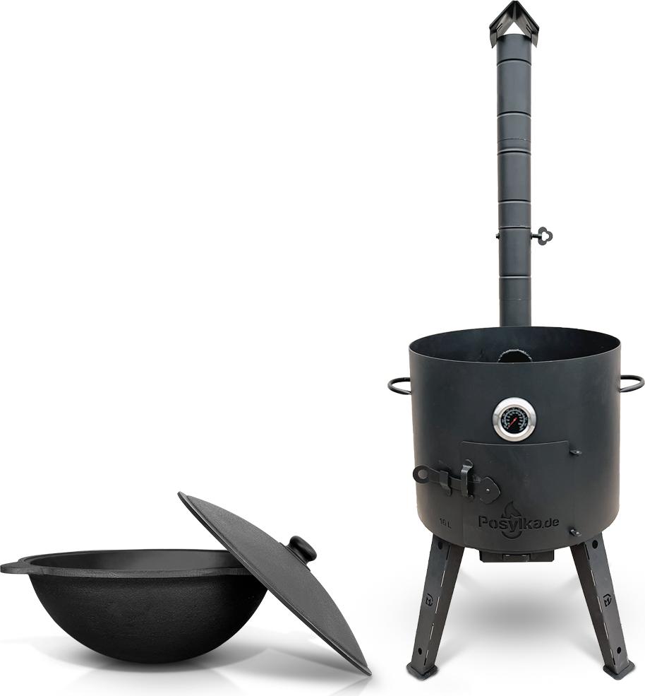 Davr Metall Feuerofen Ø 44 cm 2 mm Stahl Utschak Uchag mit Usbekische Kazan 16 L Posylka Posylka (31623) GewerblichAngemeldet als gewerblicher Verkäufe