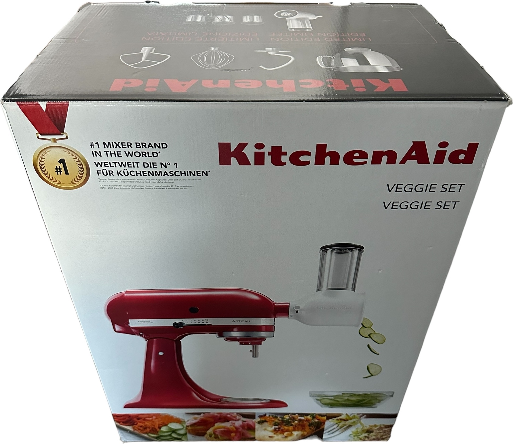 KITCHENAID Veggie Set Artisan 5KSM125EER kuchynský robot + krájač zeleniny 5KSMVSA Empire Red (objem mixovacej nádoby: 4,8 litra, 300 W)