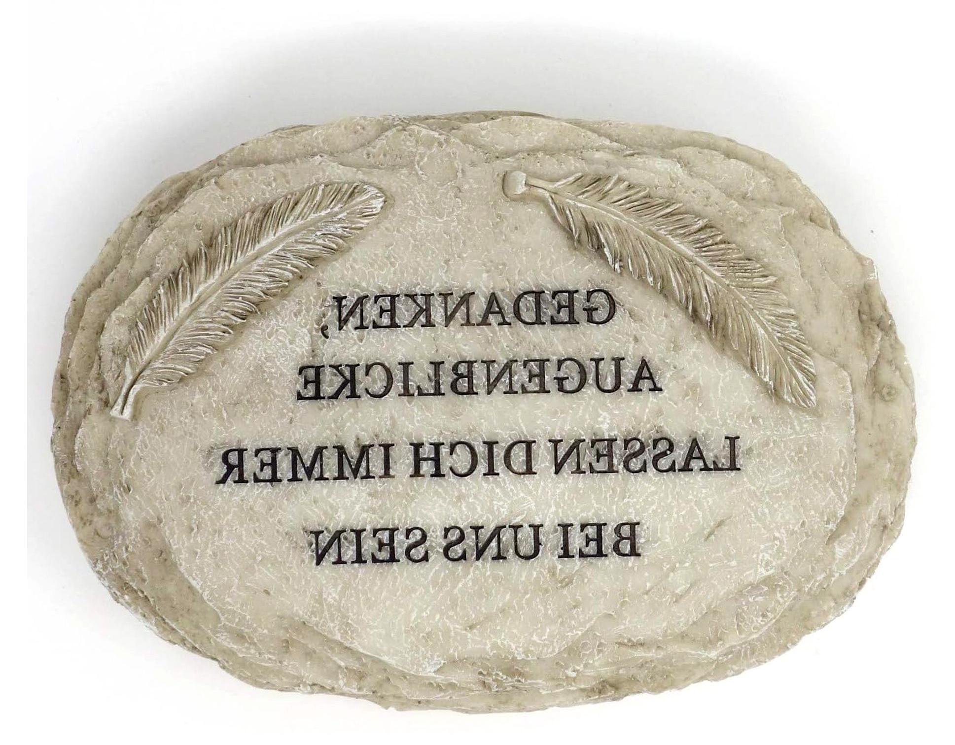Markenlos Deko Stein mit Inschrift, Grabschmuck Gedanken Augenblicke, 18,5 cm