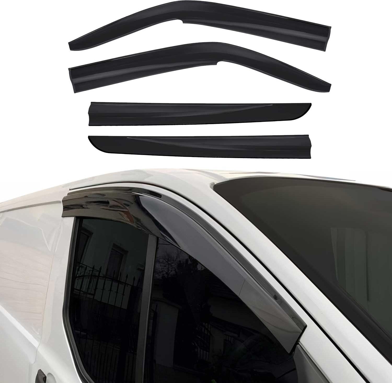 JHCHAN Deflettore Vento Deflettore Pioggia Per Nissan Navara NP300 D23 2015-2024 4x4 Doppia Cabina Fumo Nero Deflettori D'Aria - Foto 2