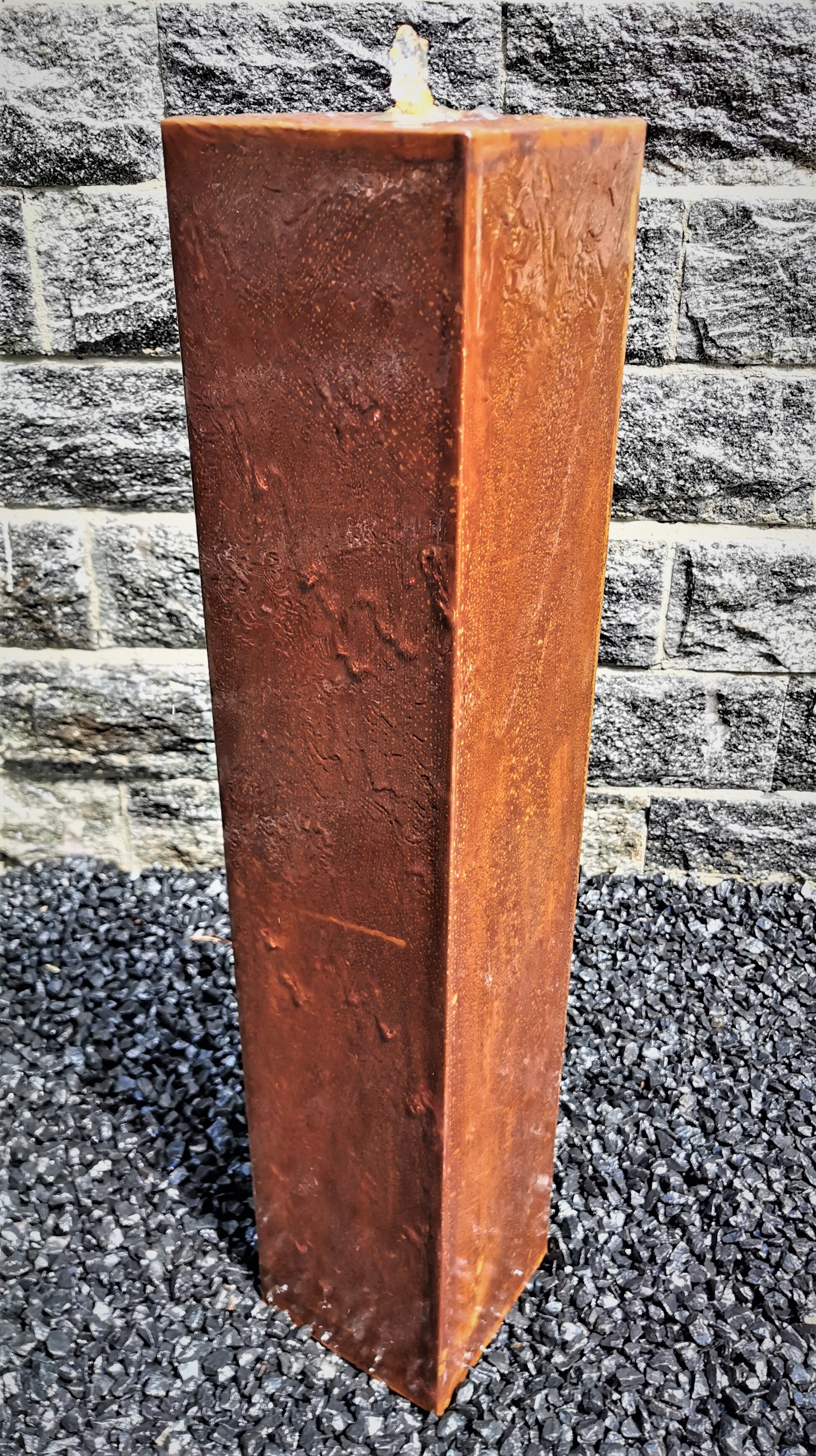 Jebao Säulenbrunnen 100 / 20 cm eckig Cortenstahl Roststahl incl. LED ohne Becken Gartenbrunnen SB 100272