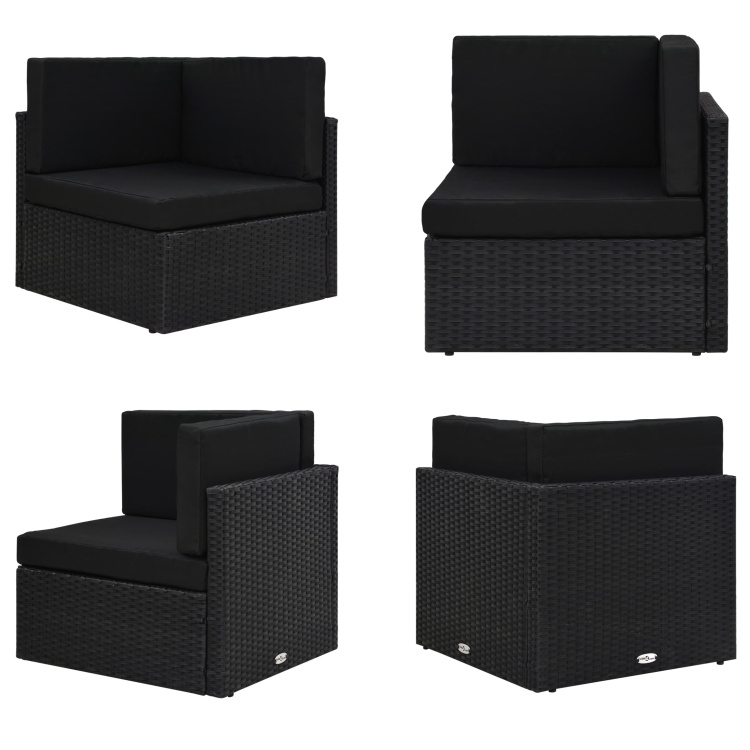 vidaXL Modulares Sofa Eckteil Poly Rattan Schwarz - Modular-Sofa-Eckteil - Modular-Sofa-Eckteile - Modulares Sofa-Eckteil - Modulares Sofa-Eckteile HL49501
