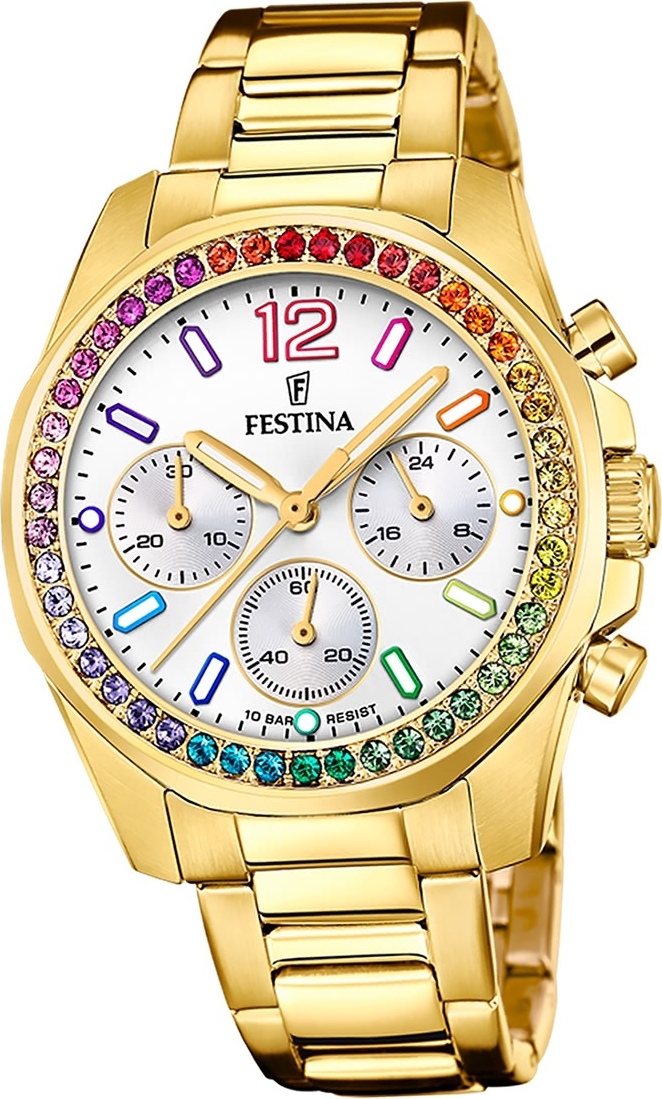 Dámske hodinky Festina z nehrdzavejúcej ocele zlaté Festina Boyfriend náramkové hodinky D2UF20609/2