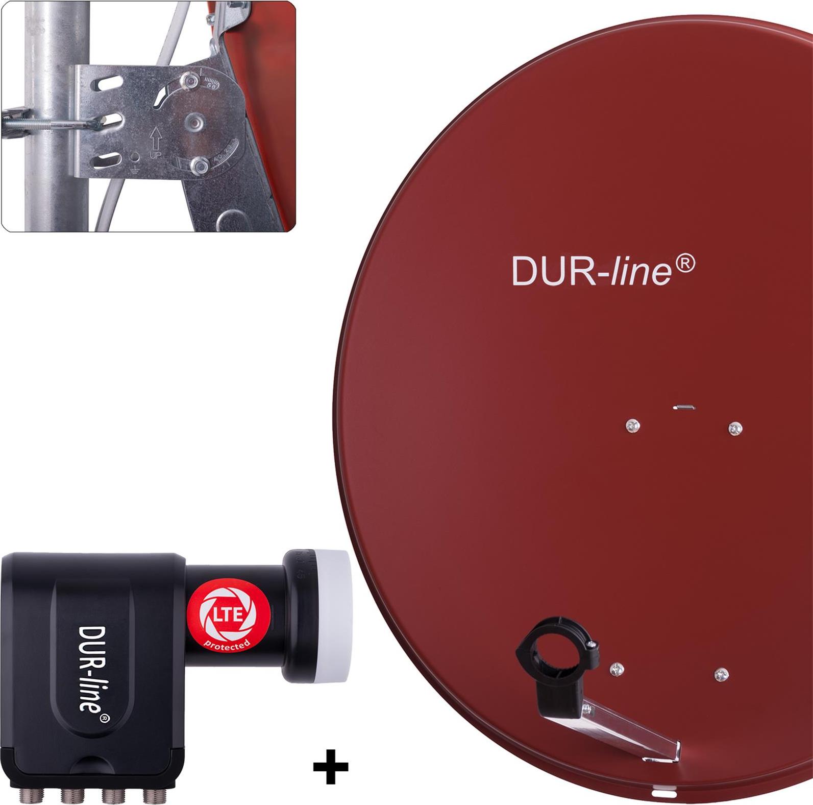 DUR-line MDA 80 Satellitenschüssel rot + Octo LNB 12170