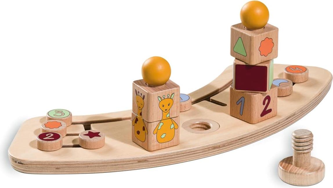 hauck Play Sorting, Giraffe - Sortierspiel ab 18 Monaten Kompatibel mit Play Tray Spielbrett für Alpha+, Beta+ und Arketa Holzhochstuhl, Baby Holz Spielzeug Fördert Auge Hand Koordination 0319.00.000639