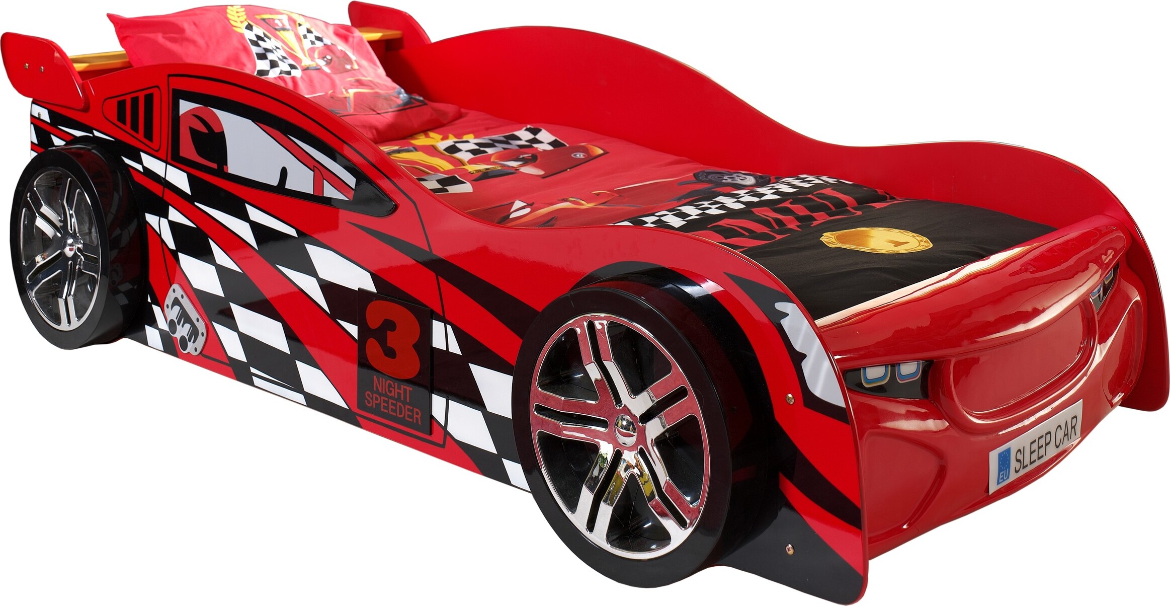 Autobett >Autobett< in Rot aus MDF - 228,6x60,2x111cm (BxHxT)