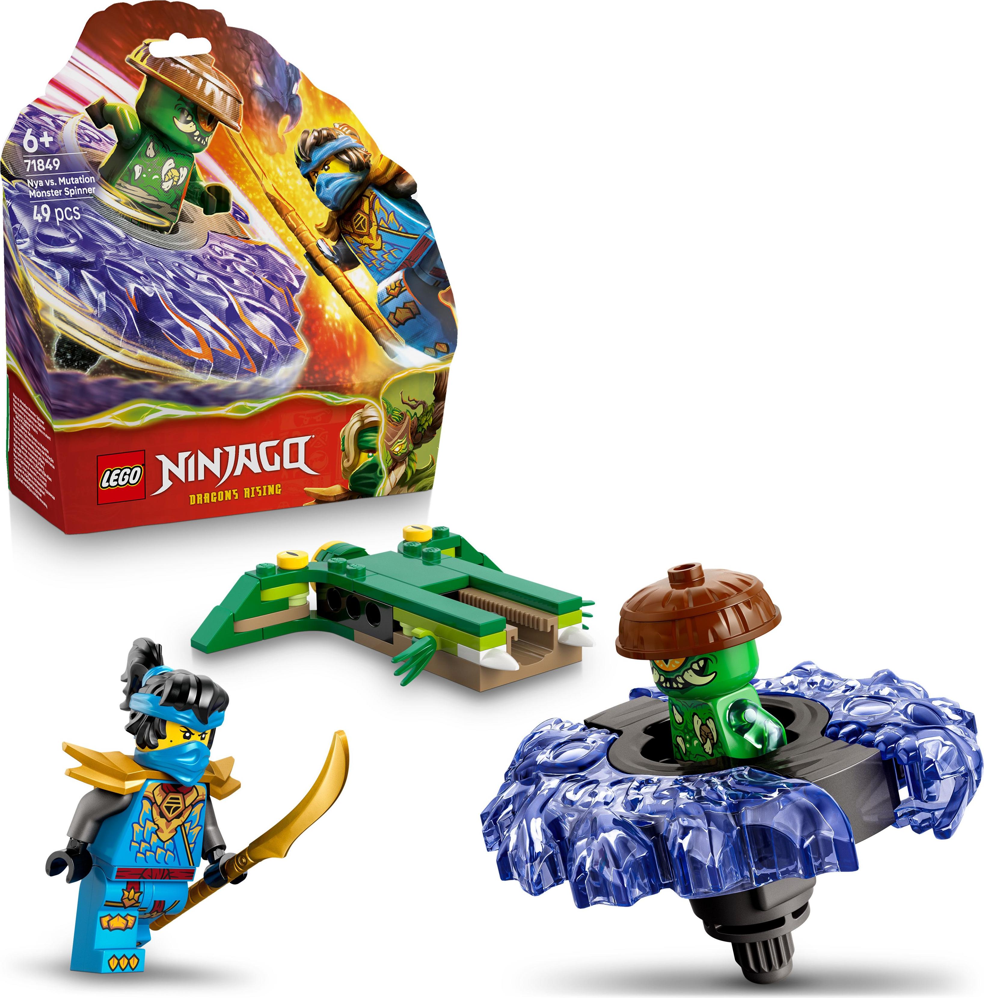 LEGO NINJAGO Nya vs. Mutationsmonster-Spinner - Ninja Spielzeug mit Abschussvorrichtung, Kampfkreiseln und 2 Minifiguren - Kreativer Modellbau - Geschenk für Jungen und Mädchen ab 6 Jahren - 71849