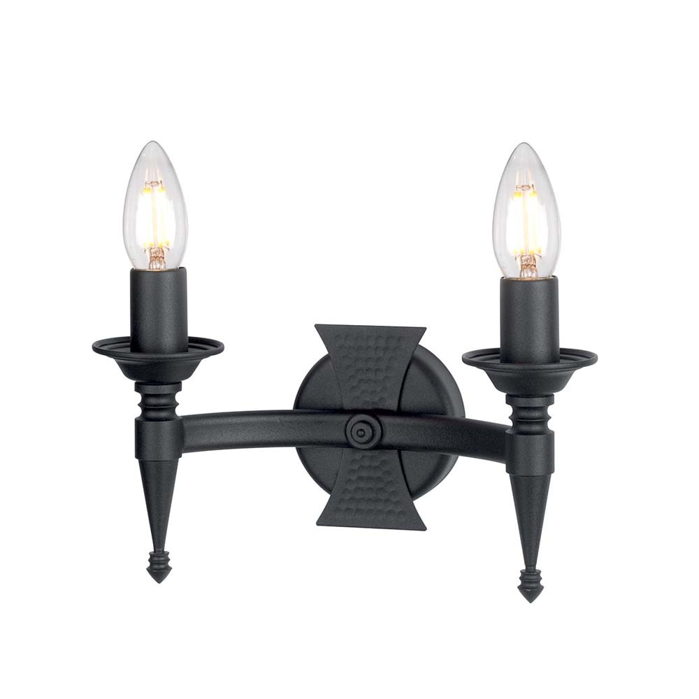 Elstead Lighting Elstead Saxon Wandleuchte E14 2-fach Schwarz, UK SAX2-BLK