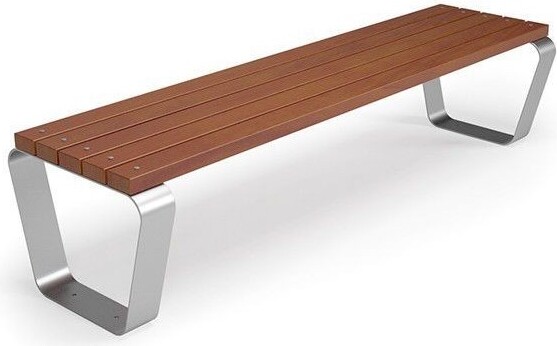 Sonstige Gartenbank ohne Rückenlehne Parkbank Sitzbank Stadtbank Bank Holz Stahl Braun
