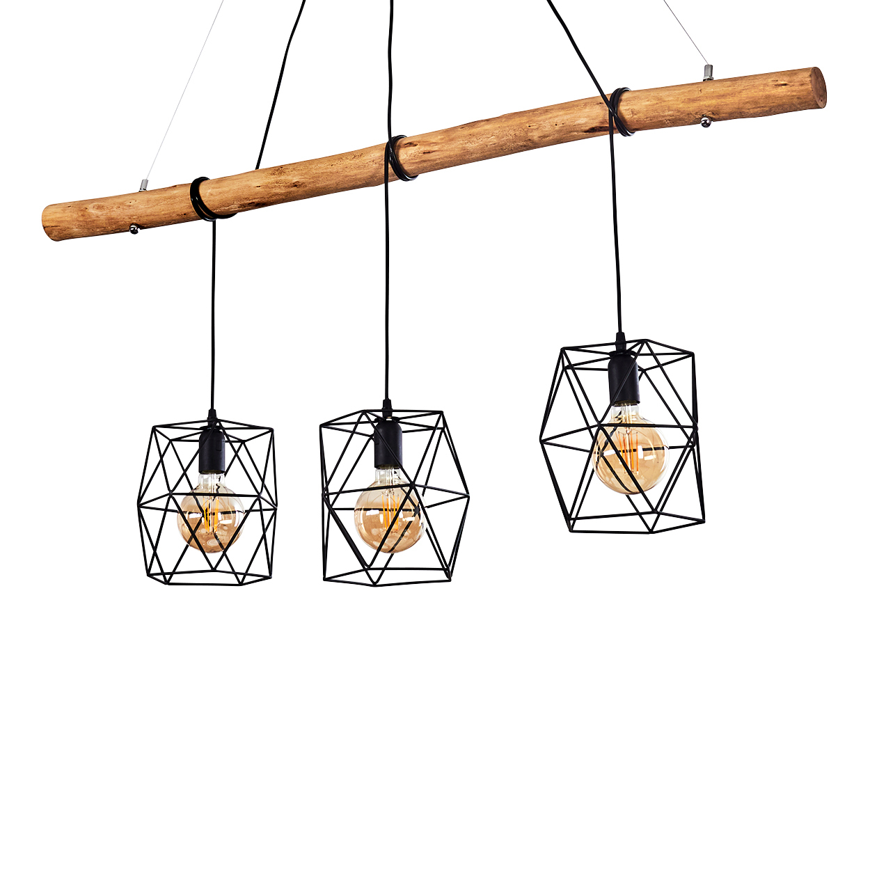 hofstein Porzus »Porzus« Hängelampe aus Metall/Holz in Schwarz/Braun H3518151