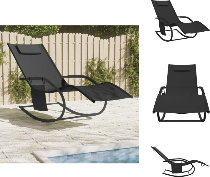 vidaXL Hojdacie lehátko čierna oceľ a textilén - Lehátka