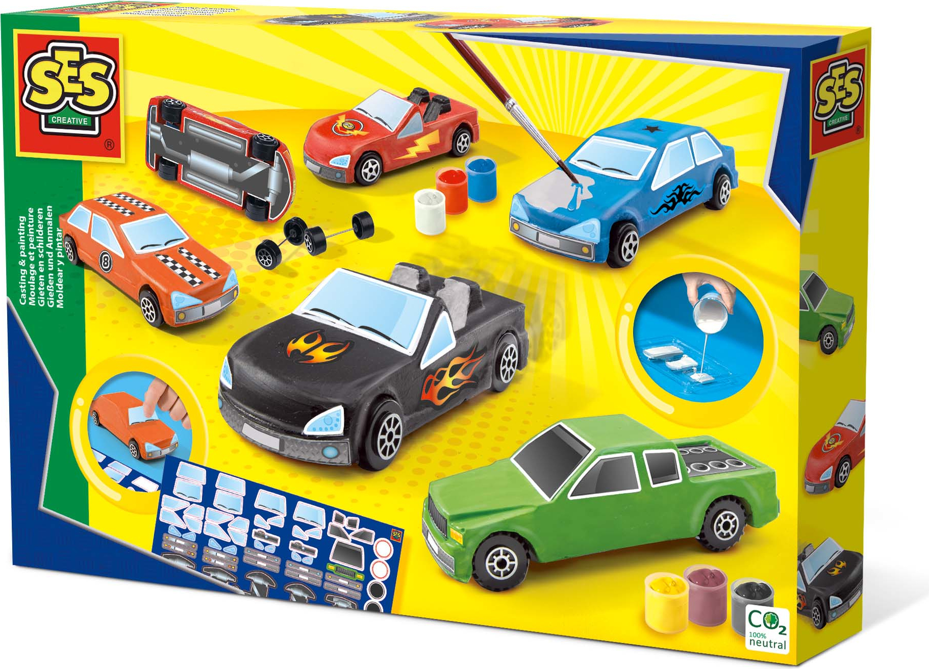 SES Creative Gipsgieen-Set Autos mehrfarbig 01401