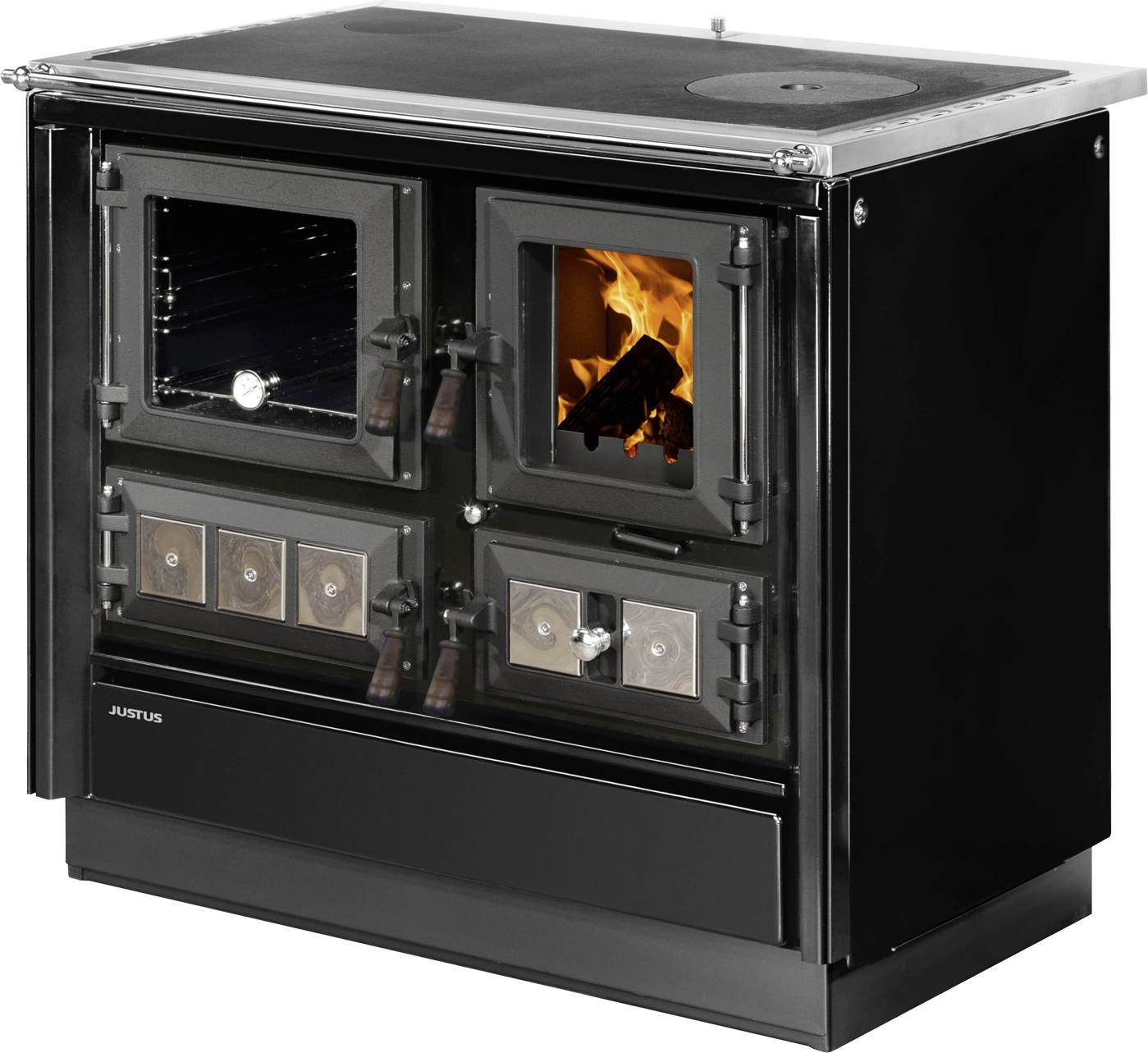 Küchenherd Justus Festbrennstoffherd Rustico-90 2.0 li Stahl - schwarz 1896 11