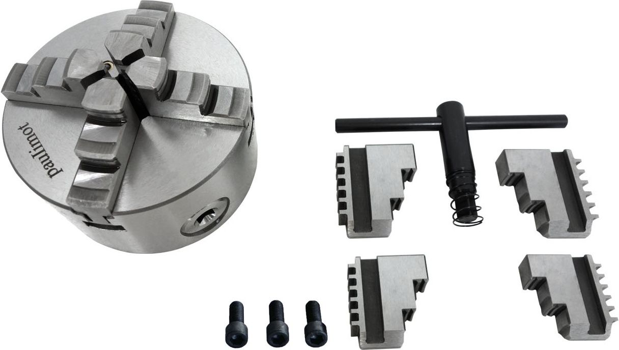 PAULIMOT Vierbackenfutter für Drehbank, 80 mm, zentral verstellbare Backen 4040