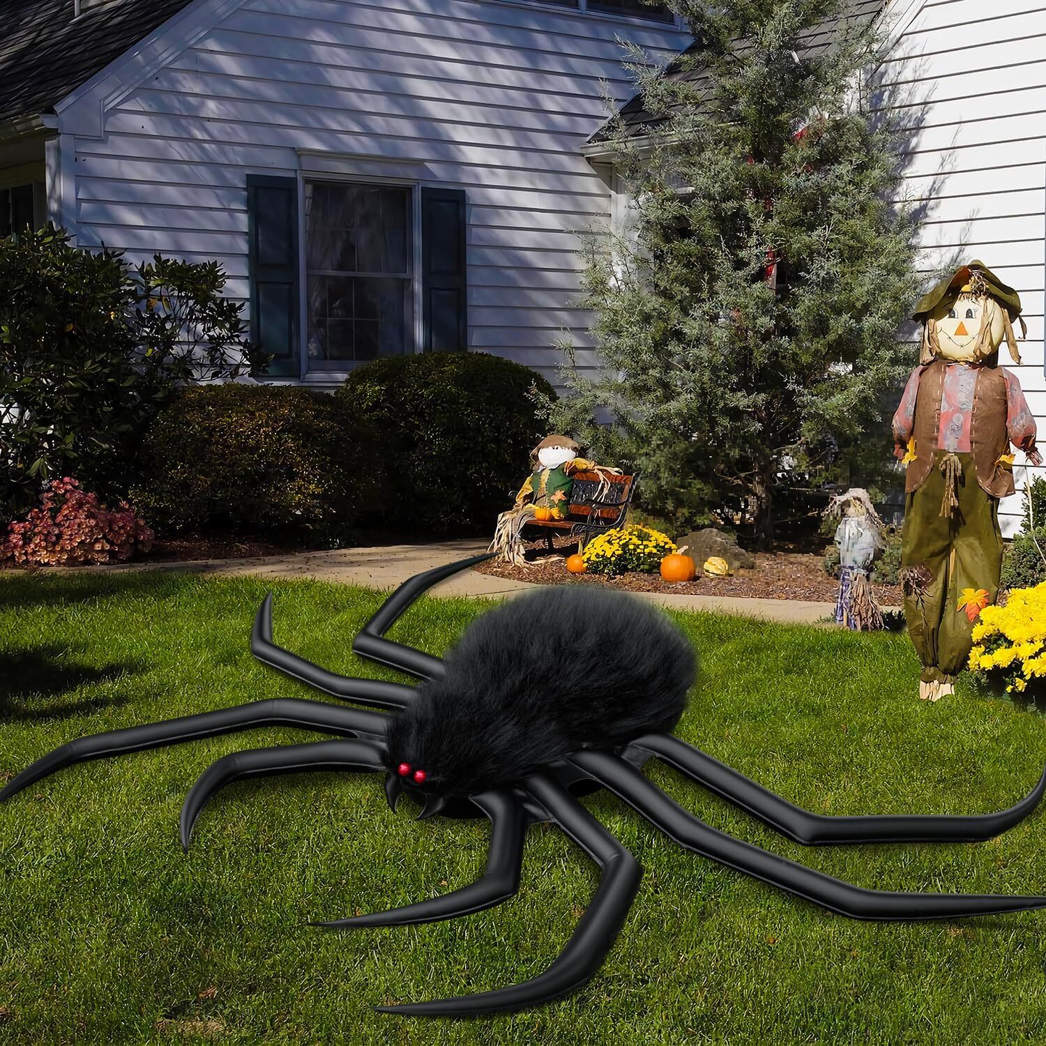 Riesige Aufblasbare Halloween-Spinne – 3,6 Meter Groß, Gruselig, Mit Haarigem Plüsch, Für Innen & Außen