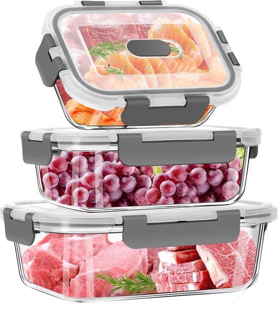 OEM Gläserne 3-teilige Mahlzeitboxen, BPA-freie gläserne Behälter mit Deckeln, gläserne Vorratsbehälter mit Deckeln, gläserne Kom mit Deckeln (1040 ml, 640 ml, 320 ml) 2026